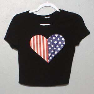 Funky pink heart flag crop top
